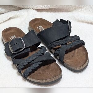 White Mountain Leather Buckle Slide Healing Sandals - Women's, size 10